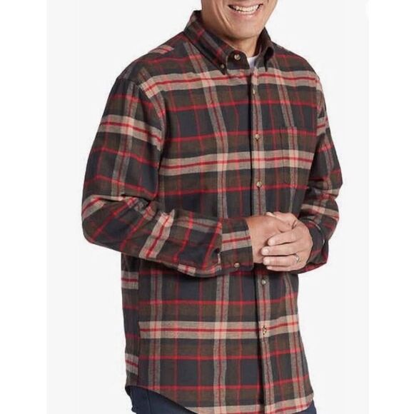 NWT PENDELTON Flannel Shirt Men’s Medium Plaid Button Down Mason Fit Brown Red - Picture 1 of 5